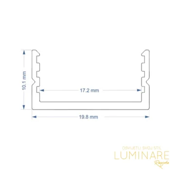 Alternative view of ALU. PROFIL ZA LED TRAKU NADGRADNI OBLI DIFUZOR 2m 19.8x10.1mm