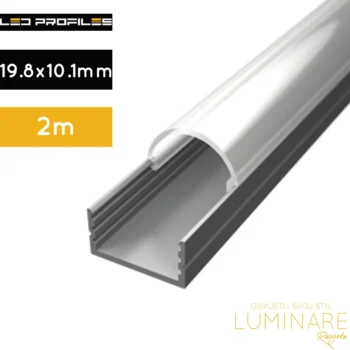 ALU. PROFIL ZA LED TRAKU NADGRADNI OBLI DIFUZOR 2m 19.8x10.1mm