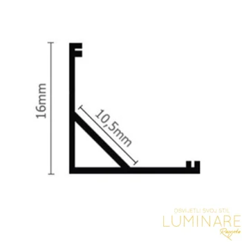 Alternative view of ALU. PROFIL ZA LED TRAKU NADGRADNI KUTNI KVADRATNI 2m 16x10.5mm