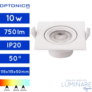 LED DOWNLIGHTER COB 10W KVADRATNI BIJELI