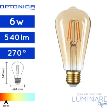 led filament zarulja e27 6w 2500k -st64-1306-luminare