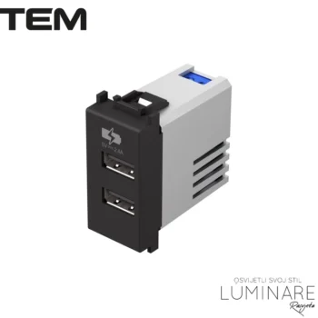MODUL UTIČNICA 2xUSB 5V 2.4A CRNA MAT