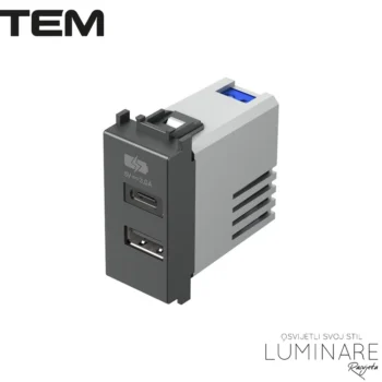 MODUL UTIČNICA USB C+USB A 5V 3.0A ANTRACIT