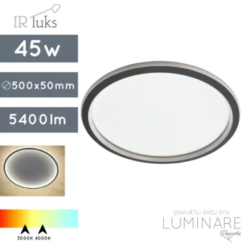 led plafonjera sottilmente-45w-c500-crna mat-toplo bijela svijetlost-neutralna svijetlost-ir luks-luminare rasvjeta
