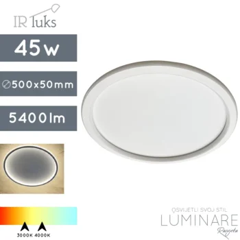 led plafonjera sottilmente-45w-c500-bijela mat-toplo bijela svijetlost-neutralna svijetlost-ir luks-luminare rasvjeta