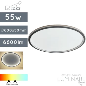 led plafonjera sottilmente-55w-c600-crna mat-toplo bijela svijetlost-neutralna svijetlost-ir luks-luminare rasvjeta