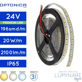 led traka 2835-196led-24v-20w-ip65-2800k-4200k-6000k-12milimetara-2100lumena-luminare rasvjeta