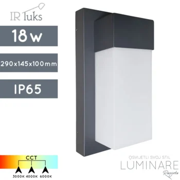 VANJSKA ZIDNA LED SVJETILJKA 91218 CCT 3000K/4000K/6000K 18W IP65 ANTRACIT