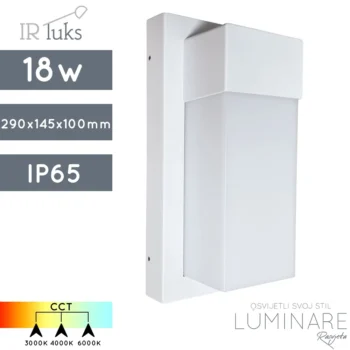VANJSKA ZIDNA LED SVJETILJKA 91218 CCT 3000K/4000K/6000K 18W IP65 BIJELA