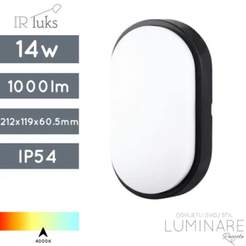 VANJSKA LED ZIDNA SVJETILJKA MT1S14XA1 14W 4000K IP54 CRNA