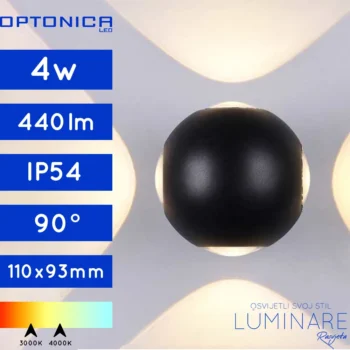VANJSKA LED ZIDNA SVJETILJKA 4W IP54 OKRUGLA CRNA