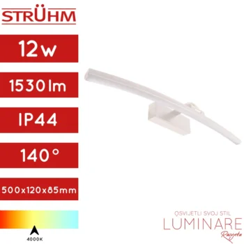 kupaonska svjetiljka-bijela-zakrivljena-12w-50cm-luminare rasvjeta
