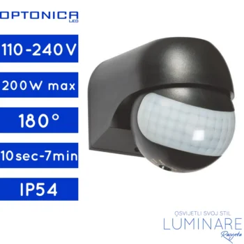 SENZOR POKRETA ZIDNI IP54 CRNI