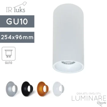 stropna spotlight svjetiljka irluks-rotondo r+254-gu10 grlo za zarulju-aluminijska-bijela-luminare rasvjeta