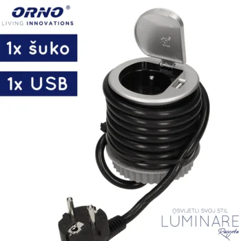 UGRADBENA UTIČNICA ZA NAMJEŠTAJ 1xŠUKO 1xUSB SREBRNA