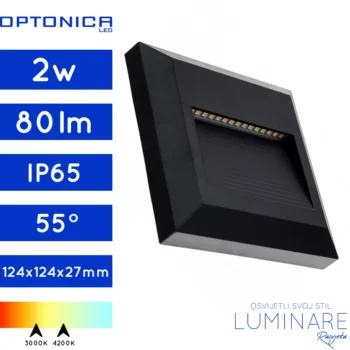 stubisna-zidna nadgradna svjetiljka-vanjska-ip65-kvadratna-2w-crna-optonica-luminare rasvjeta