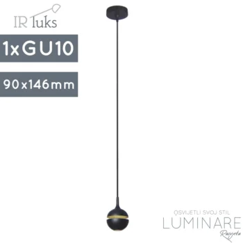 mini okrugla visilica p-palla-crna-gu10-ir luks-luminare rasvjeta
