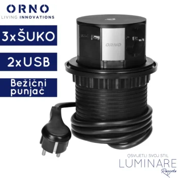 ugradbena uticnica za namjestaj 3xsuko 2xusb 1xbezicni bunjac-crna-orno-luminare rasvjeta