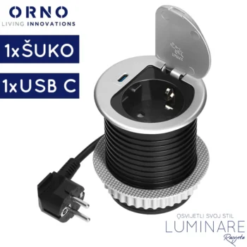 uticnica za namjestaj-punjac za mobitel-1x usb c-srebrna plitka-luminare rasvjeta