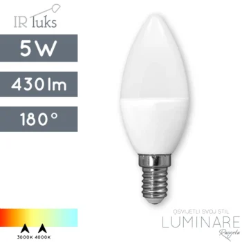 led zarulja e14 5w c37-3000k-4000k-ir-luks-3856005475223-3856005475230