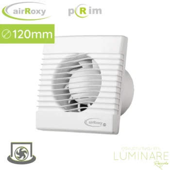 airRoxy pRIM Ø120 mm kupaonski ventilator standard, bijela prednja maska za zidnu montažu