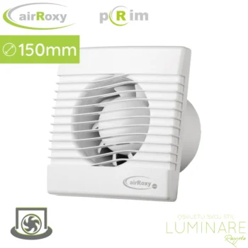 Kupaonski ventilator Ø150 mm bez dodatnih senzora ili timera, model S, protok 257 m3/h