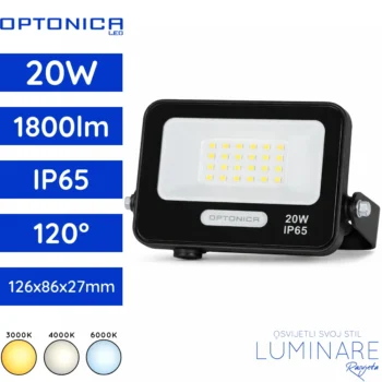 SMD LED reflektor 20W 1800lm 3000K 4000K 6000K crni IP65