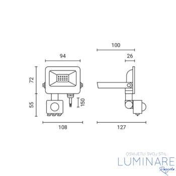 Alternative view of LED REFLEKTOR SMD 10W CRNI IP65 SENZOR