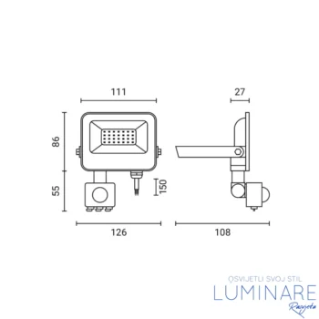 Alternative view of LED REFLEKTOR SMD 20W BIJELI IP65 SENZOR
