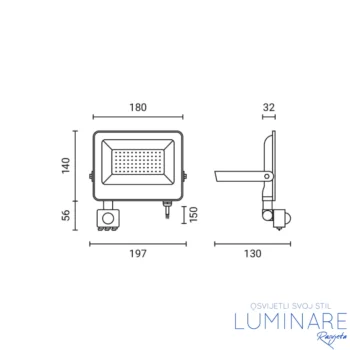 Alternative view of LED REFLEKTOR SMD 50W CRNI IP65 SENZOR